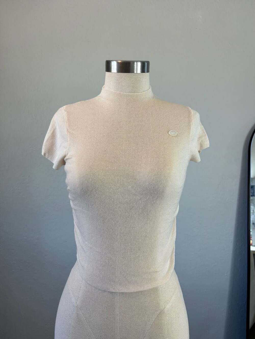 Office Lady Slim Fit Knitted Shirt Women 2023 Summer Tops Short Sleeve Blouse Ha